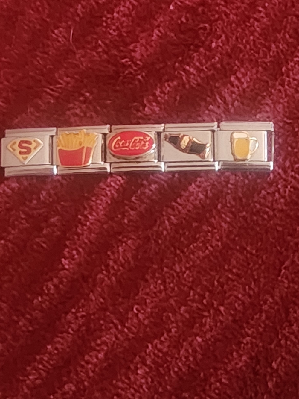 5 Silver Link Charms For Bracelet